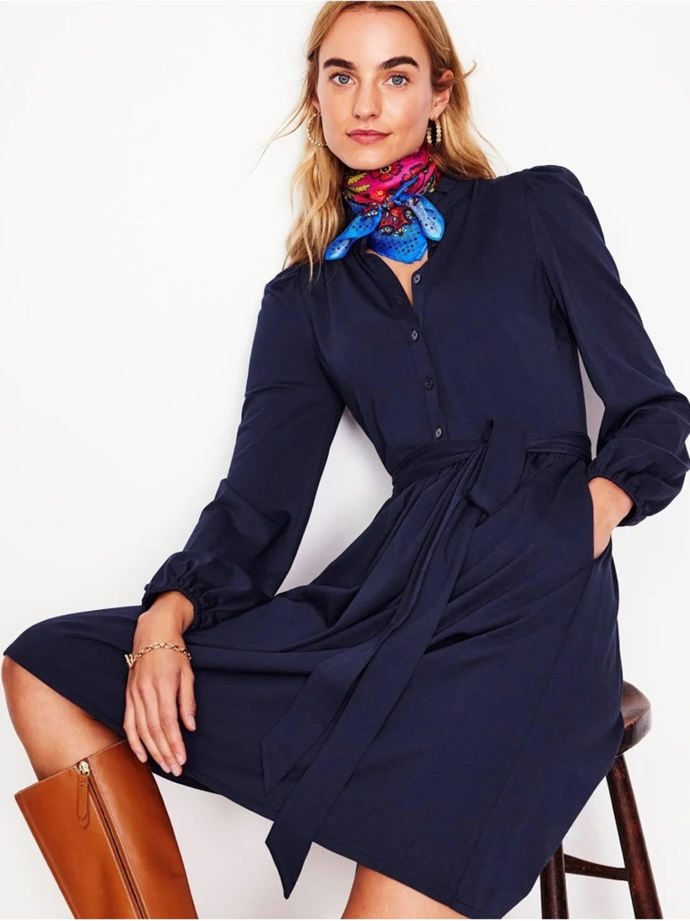 Boden Boden Women's Willow Ruffle Neck Shirt Dress 6L